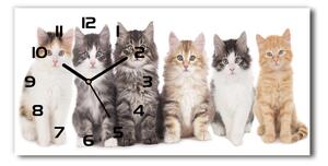 Moderní skleněné hodiny na stěnu Šest koček pl_zsp_60x30_f_57635875