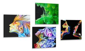 Set obrazů pestrobarevná abstrakce