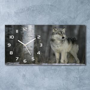 Moderní skleněné hodiny na stěnu Šedý vlk pl_zsp_60x30_f_57875164