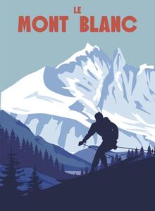 Ilustrace Mont Blanc Ski resort poster, retro, VectorUp