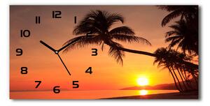 Skleněné hodiny na stěnu Západ slunce pláž pl_zsp_60x30_f_60014664
