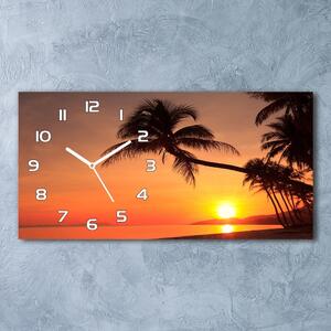 Skleněné hodiny na stěnu Západ slunce pláž pl_zsp_60x30_f_60014664