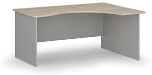 Ergonomický kancelářský psací stůl PRIMO GRAY, 160x120 cm, pravý, šedá/dub přírodní