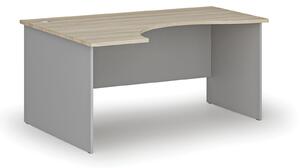 Ergonomický kancelářský psací stůl PRIMO GRAY, 160x120 cm, levý, šedá/dub přírodní