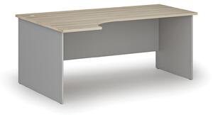 Kancelářský rohový pracovní stůl PRIMO GRAY, 1800 x 1200 mm, levý, šedá/dub přírodní