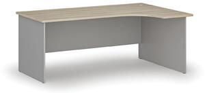 Rohový kancelářský psací stůl PRIMO GRAY, 180x120 cm, pravý, šedá/dub přírodní