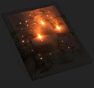 Nástěnná malba Hořící svíčky, 3 LED, 30 x 40 cm