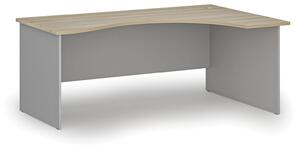 Ergonomický kancelářský pracovní stůl PRIMO GRAY, 1800 x 1200 mm, pravý, šedá/dub přírodní