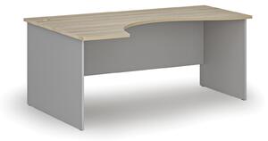Ergonomický kancelářský psací stůl PRIMO GRAY, 180x120 cm, levý, šedá/dub přírodní