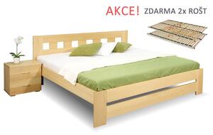Manželská postel s rošty Barča, 160x200, 180x200, masiv buk