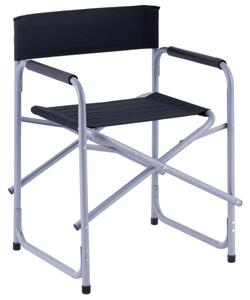 Skládací kempingová židle, ocelová, černá, 73 cm