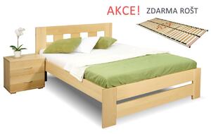 Dřevěná postel s roštem Barča, 120x200, 140x200, masiv buk