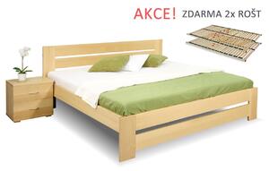 Manželská postel s rošty Berni, 160x200, 180x200, masiv buk