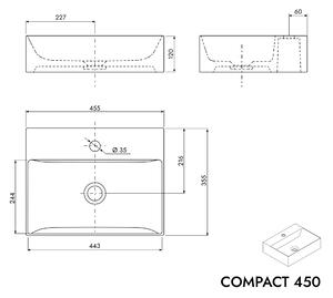 Koupelnová skříňka COMPACT 450 s umyvadlem 45 cm - police vlevo - možnost volby barvy