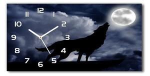 Skleněné hodiny na stěnu Vlk úplněk pl_zsp_60x30_f_61523126
