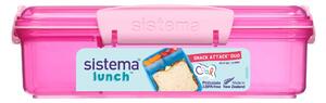 Sistema Dělený svačinový box Lunch Snack Attack Duo s 2 oddělenými přihrádkami 975 ml, růžová