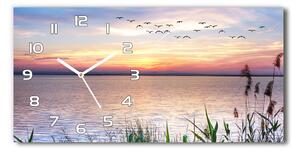 Skleněné hodiny na stěnu tiché Jezero západ slunce pl_zsp_60x30_f_62496449