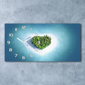 Skleněné hodiny na stěnu Ostrov tvar srdce pl_zsp_60x30_f_62543083