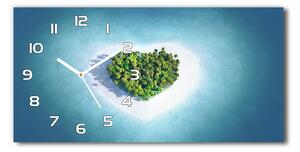 Skleněné hodiny na stěnu Ostrov tvar srdce pl_zsp_60x30_f_62543083