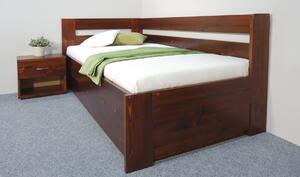 Rohová postel s úložným prostorem Valentin-Levá, 120x200 cm, masiv smrk