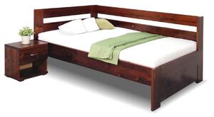 Rohová zvýšená postel Valentin-Levá, 120x200 cm, masiv smrk