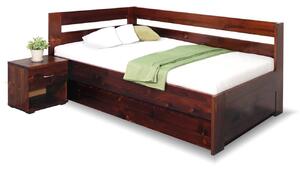 Rohová postel s úložným prostorem Valentin-Levá, 120x200 cm, masiv smrk