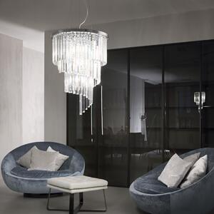 Ideal Lux 166247 závěsné stropní svítidlo Carlton 12x40W|E14 - chrom, křišťál
