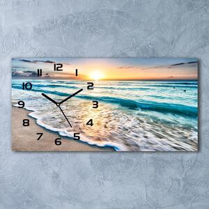 Skleněné hodiny na stěnu Západ slunce pláž pl_zsp_60x30_f_64168411