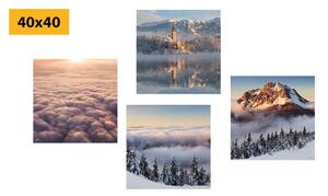Set obrazů zimní příroda s oblaky