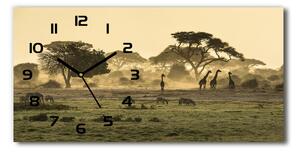 Skleněné hodiny na stěnu Žirafa savana pl_zsp_60x30_f_64472028
