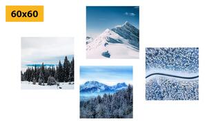 Set obrazů krásy zasněžené přírody