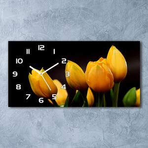 Skleněné hodiny na stěnu tiché Žluté tulipány pl_zsp_60x30_f_64836622