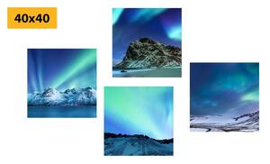 Set obrazů krása polární záře - 4x 40x40