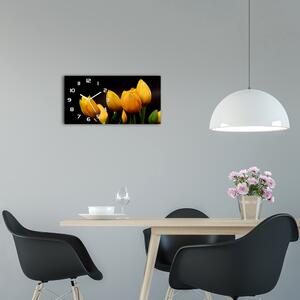 Skleněné hodiny na stěnu tiché Žluté tulipány pl_zsp_60x30_f_64836622