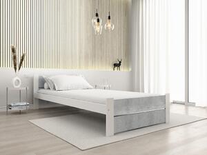 Postel IKAROS DOUBLE 90 x 200 cm, beton/bílá s laťkovým roštem