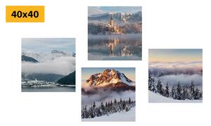 Set obrazů zimní zasněžená krajina