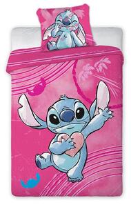Bavlněné ložní povlečení Stitch růžový