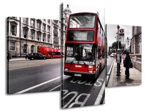 Gario 3 dílný obraz na plátně Současný londýnský červený autobus Velikost: 90 x 60 cm