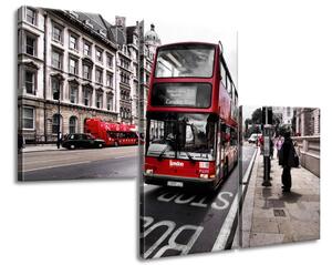 Gario 3 dílný obraz na plátně Současný londýnský červený autobus Velikost: 90 x 60 cm
