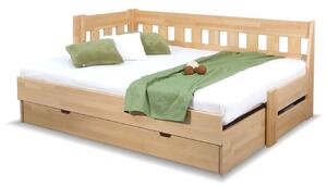 Dřevěná rozkládací postel ARLETA TWIN - LEVÁ, masiv buk, 90-160x200cm