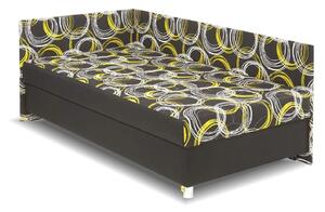 Rohová čalouněná postel Nikola, s čely a úložným prostorem, 110x200