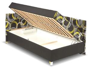 Rohová čalouněná postel Nikola, s čely a úložným prostorem, 110x200