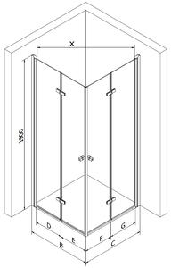 Mexen Lima Duo sprchový kout 70 x 70 cm, čiré sklo-černý profil, 856-070-070-50-00-02