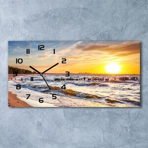 Skleněné hodiny na stěnu Západ slunce pláž pl_zsp_60x30_f_67409606