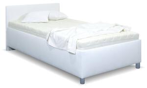 Zvýšená čalouněná postel s úložným prostorem Lyoneta, 120x200, bílá
