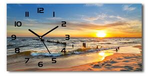 Skleněné hodiny na stěnu Západ slunce pláž pl_zsp_60x30_f_67409658