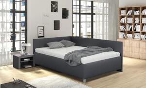 Rohová zvýšená čalouněná postel Ryana, s úložným prostorem, 140x200
