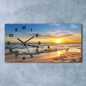Skleněné hodiny na stěnu Západ slunce pláž pl_zsp_60x30_f_67409658