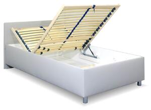 Zvýšená čalouněná postel s úložným prostorem Lyoneta, 90x200, světle šedá