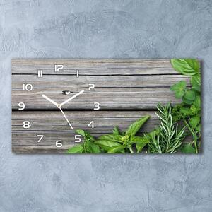 Skleněné hodiny na stěnu Dřevěné pozadí bylinky pl_zsp_60x30_f_67467429